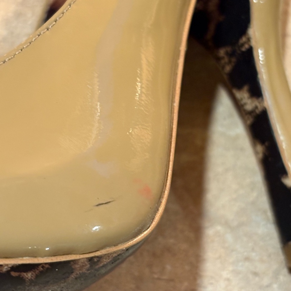 Betsey Johnson Glossy Tan 3” Heels - Picture 7 of 13